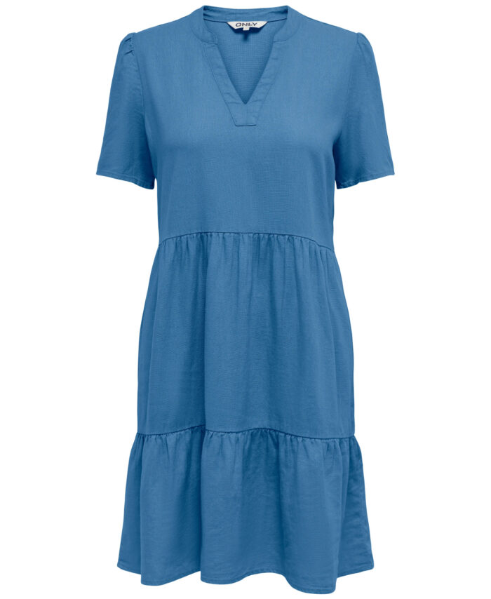 ONLTIRI-GOA SS V-NEC LIN BL DRESS CC PNT